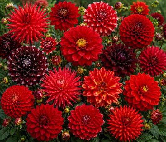 10 Dahlia Mixed - Crimson Dahlia Collection