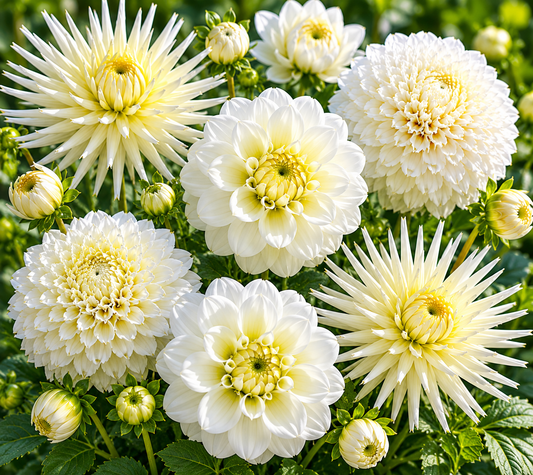 10 Dahlia Mixed - White Dahlia Collection